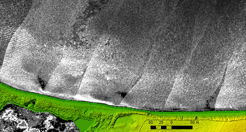 Mapping underwater terrain with bathymetric LiDAR